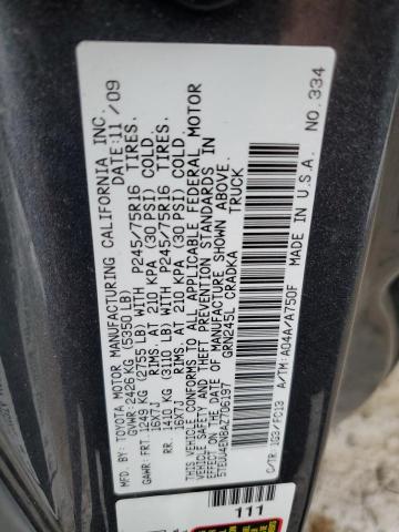 5TEUU4EN8AZ706197 - 2010 TOYOTA TACOMA ACCESS CAB Graphit Foto 12