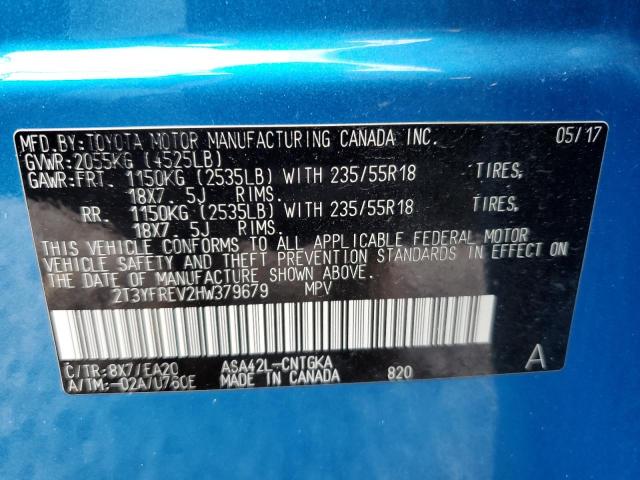 2T3YFREV2HW379679 - 2017 TOYOTA RAV4 LIMITED Mavi foto 13