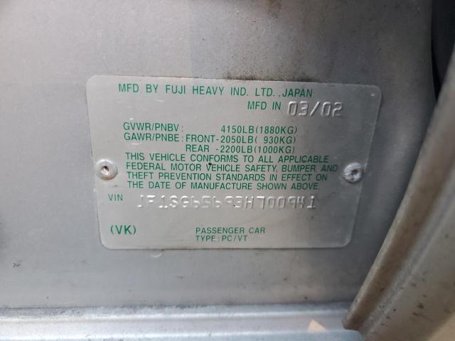 JF1SG65693H700941 - 2003 SUBARU FORESTER 2.5XS Արծաթագույն լուսանկար 12