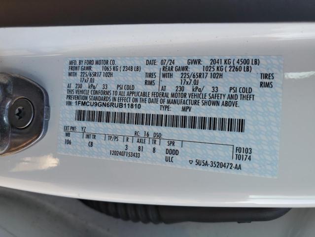 1FMCU9GN6RUB11810 - 2024 FORD ESCAPE ACTIVE თეთრი ფოტო 13