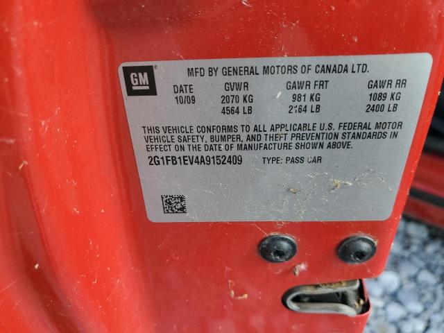 2G1FB1EV4A9152409 - 2010 CHEVROLET CAMARO LT Қызыл фото 12