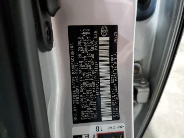 4T1BK1EB0DU074967 - 2013 TOYOTA AVALON BASE 银色 照片 12