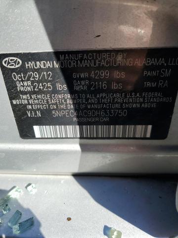 5NPEC4AC9DH633750 - 2013 HYUNDAI SONATA SE 银色 照片 12