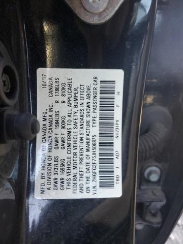 2HGFC2F75JH506875 - 2018 HONDA CIVIC EX Қара фото 12