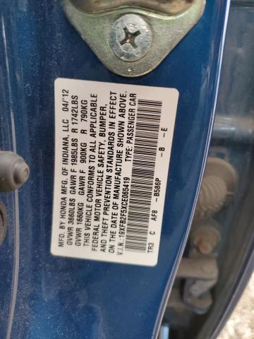 19XFB2F5XCE065419 - 2012 HONDA CIVIC LX BLUE photo 12