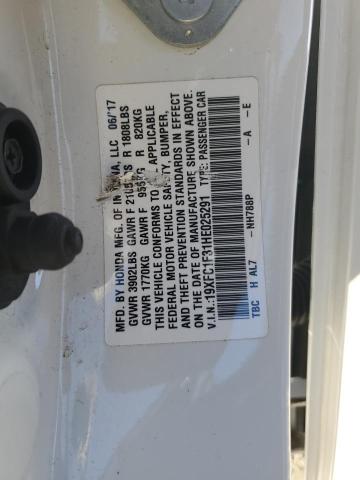 19XFC1F31HE025291 - 2017 HONDA CIVIC EX WHITE photo 12