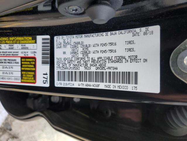 3TMCZ5ANXJM185263 - 2018 TOYOTA TACOMA DOUBLE CAB BLACK photo 12