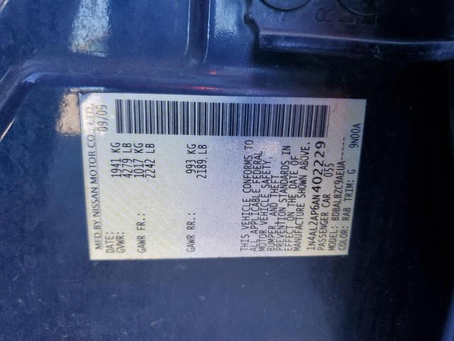 1N4AL2AP6AN402229 - 2010 NISSAN ALTIMA BASE BLUE photo 13