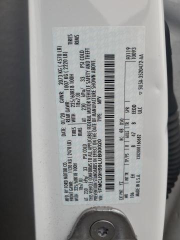 1FMCU9H99LUB00020 - 2020 FORD ESCAPE SEL WHITE photo 13