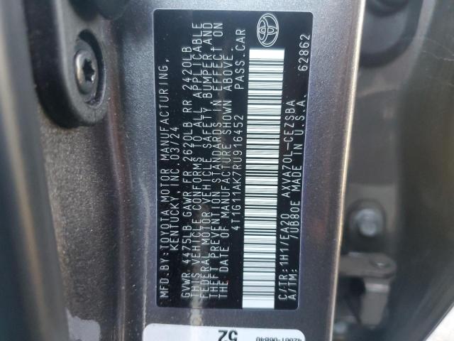 4T1G11AK7RU916452 - 2024 TOYOTA CAMRY SE NIGHT SHADE GRAY photo 12