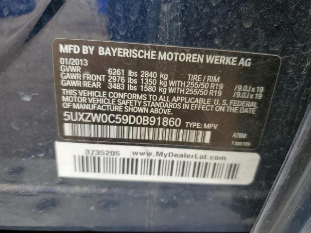 5UXZW0C59D0B91860 - 2013 BMW X5 XDRIVE35D أزرق صورة 13