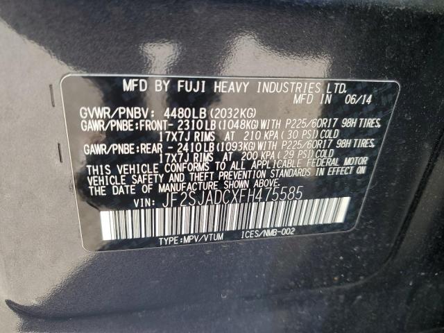 JF2SJADCXFH475585 - 2015 SUBARU FORESTER 2.5I PREMIUM GRAY photo 13