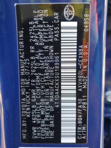 4T1DAACKXSU189961 - 2025 TOYOTA CAMRY XSE 蓝色 照片 13