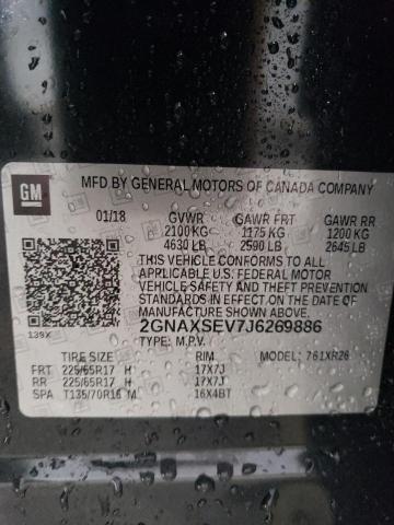 2GNAXSEV7J6269886 - 2018 CHEVROLET EQUINOX LT CHARCOAL photo 13