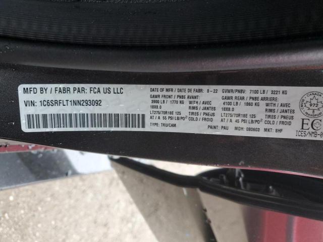 1C6SRFLT1NN293092 - 2022 RAM 1500 REBEL CHARCOAL photo 13