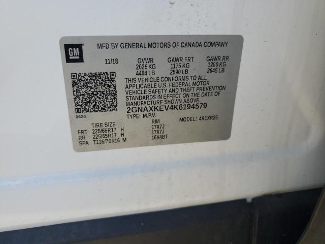 2GNAXKEV4K6194579 - 2019 CHEVROLET EQUINOX LT თეთრი ფოტო 13