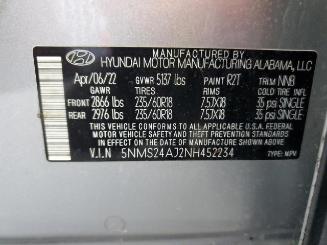 5NMS24AJ2NH452234 - 2022 HYUNDAI SANTA FE SEL 银色 照片 13