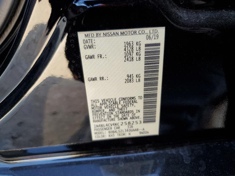 1N4BL4CV4KC258253 - 2019 NISSAN ALTIMA SR BLACK photo 13