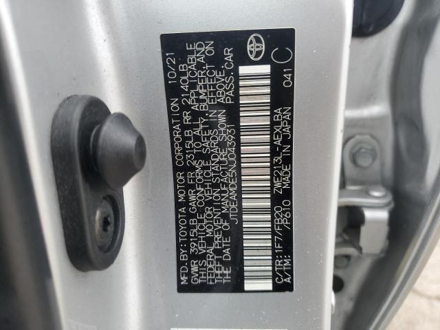 JTDEAMDE5NJ043931 - 2022 TOYOTA COROLLA LE SILVER photo 12
