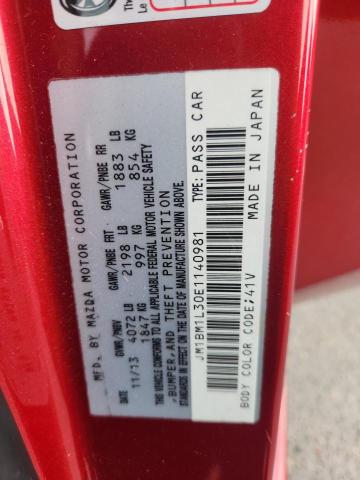JM1BM1L30E1140981 - 2014 MAZDA 3 TOURING RED photo 12