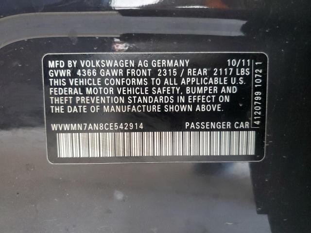 WVWMN7AN8CE542914 - 2012 VOLKSWAGEN CC SPORT Schwarz Foto 13