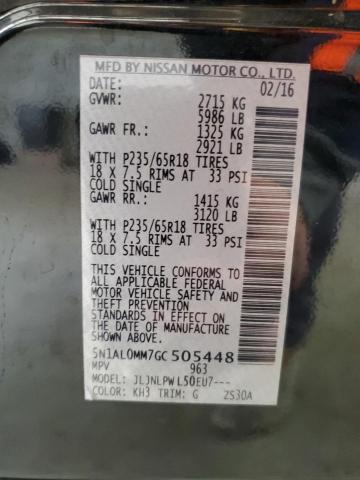 5N1AL0MM7GC505448 - 2016 INFINITI QX60 BLACK photo 13