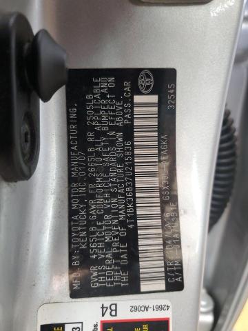 4T1BK36B37U215836 - 2007 TOYOTA AVALON XL 银色 照片 12