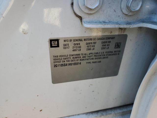 2G1105SA1H9165914 - 2017 CHEVROLET IMPALA LT WHITE photo 12
