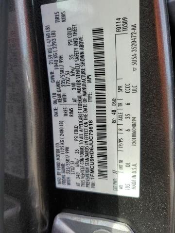 1FMCU9HD6JUC79618 - 2018 FORD ESCAPE SEL GRAY photo 14