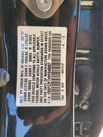 19XFC2F74HE048007 - 2017 HONDA CIVIC EX BLACK photo 12