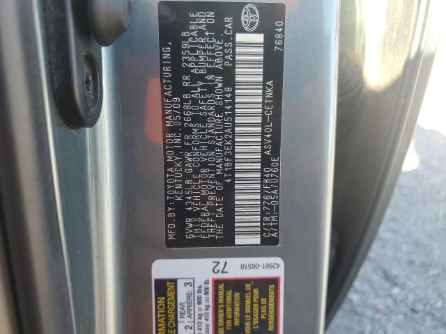 4T1BF3EK2AU514148 - 2010 TOYOTA CAMRY BASE Թիրկույզ լուսանկար 12