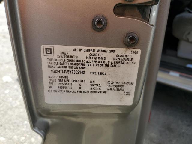 1GCEC14V5YZ302142 - 2000 CHEVROLET SILVERADO C1500 TAN photo 13