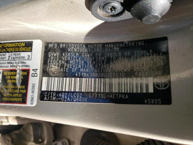 4T1BK36B58U305510 - 2008 TOYOTA AVALON XL Krem foto 12