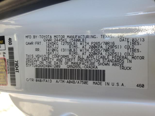 5TFTU4GNXDX041209 - 2013 TOYOTA TACOMA PRERUNNER ACCESS CAB WHITE photo 12
