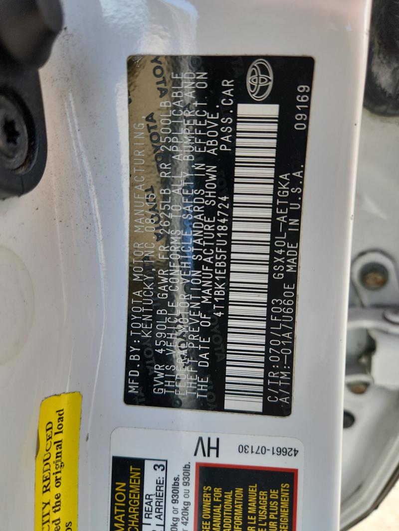 4T1BK1EB5FU184724 - 2015 TOYOTA AVALON XLE Ақ фото 12