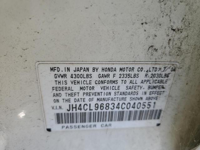 JH4CL96834C040551 - 2004 ACURA TSX WHITE photo 12