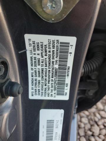 19XFC2F67LE006057 - 2020 HONDA CIVIC LX GRAY photo 12