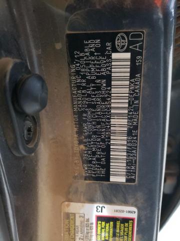 2T1BU4EEXCC854724 - 2012 TOYOTA COROLLA BASE გრაფიტი ფოტო 12