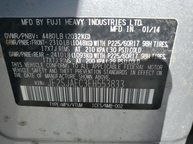 JF2SJAEC3EH553833 - 2014 SUBARU FORESTER 2.5I PREMIUM SILVER photo 13