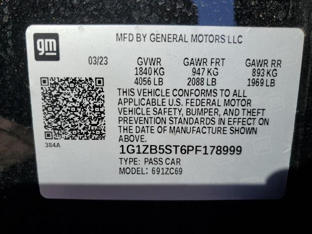 1G1ZB5ST6PF178999 - 2023 CHEVROLET MALIBU LS أسود صورة 12