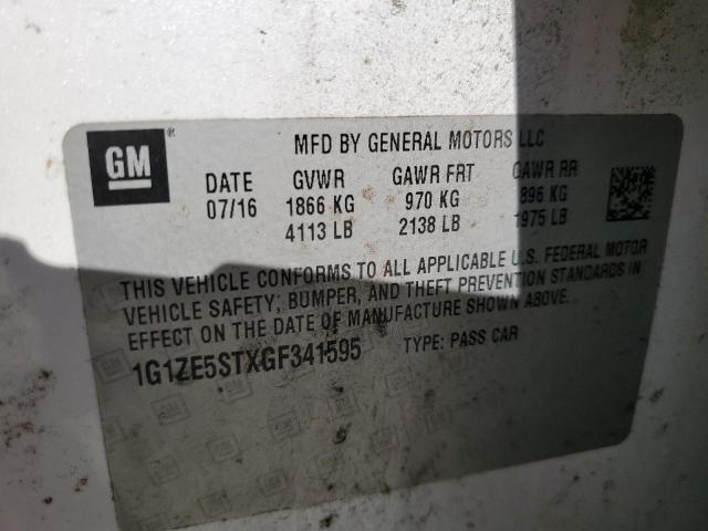 1G1ZE5STXGF341595 - 2016 CHEVROLET MALIBU LT WHITE photo 12