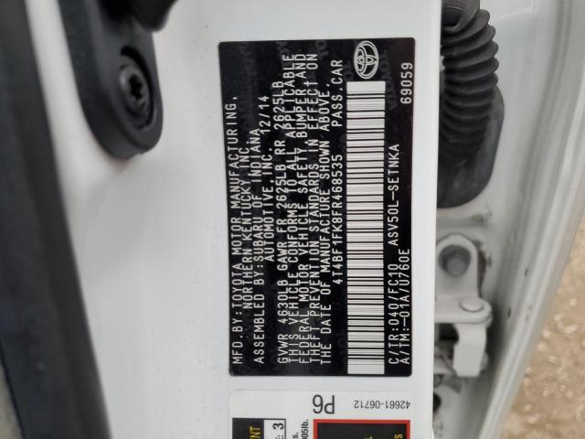 4T4BF1FK8FR468535 - 2015 TOYOTA CAMRY LE WHITE photo 13