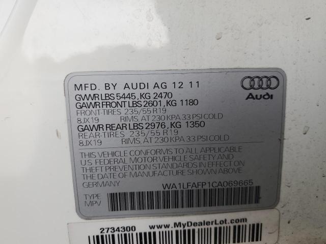 WA1LFAFP1CA069665 - 2012 AUDI Q5 PREMIUM PLUS თეთრი ფოტო 12