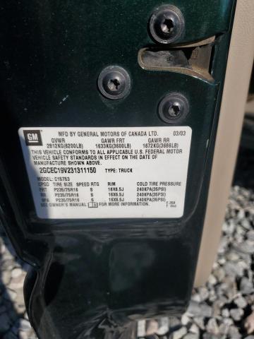 2GCEC19V231311150 - 2003 CHEVROLET SILVERADO C1500 绿色 照片 12