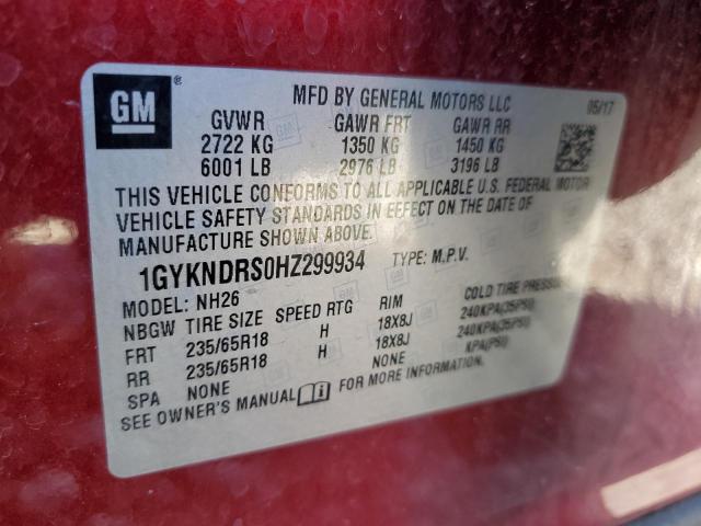 1GYKNDRS0HZ299934 - 2017 CADILLAC XT5 LUXURY 红色 照片 12