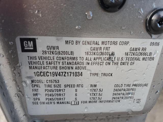 1GCEC19V47Z171034 - 2007 CHEVROLET SILVERADO C1500 CLASSIC Boz foto 13