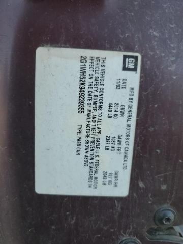 2G1WH52K949239355 - 2004 CHEVROLET IMPALA LS MAROON photo 13