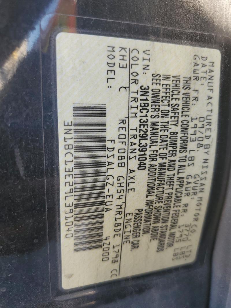 3N1BC13E29L391040 - 2009 NISSAN VERSA S 黑色 照片 12