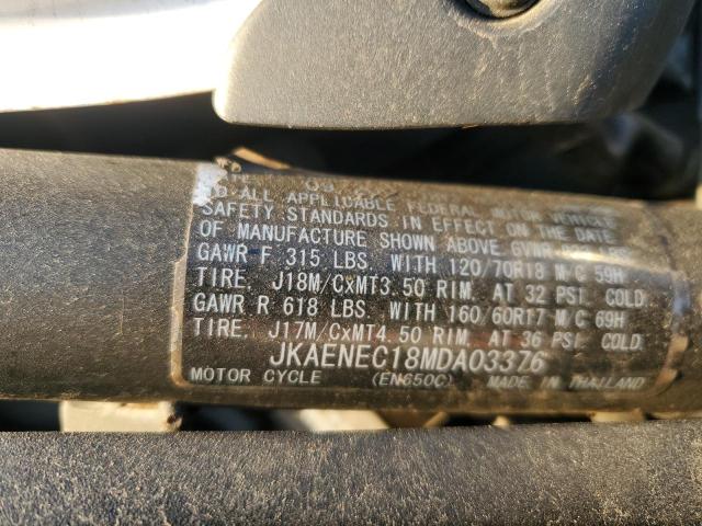 JKAENEC18MDA03376 - 2021 KAWASAKI EN650 C WHITE photo 9