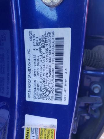 1HGCV1F37LA093508 - 2020 HONDA ACCORD SPORT BLUE photo 13